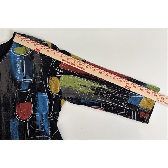 Jess & Jane Top Size  XL Red Wine Medley Sparkle Cotton T Shirt Merlot Cabernat - Picture 9 of 13